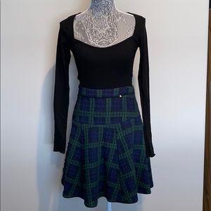 Anthropology Harlyn Plaid Green Skirt